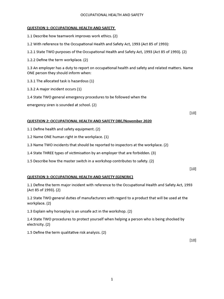 Occupational Health and Safety Overview | PDF | Occupational Safety And ...