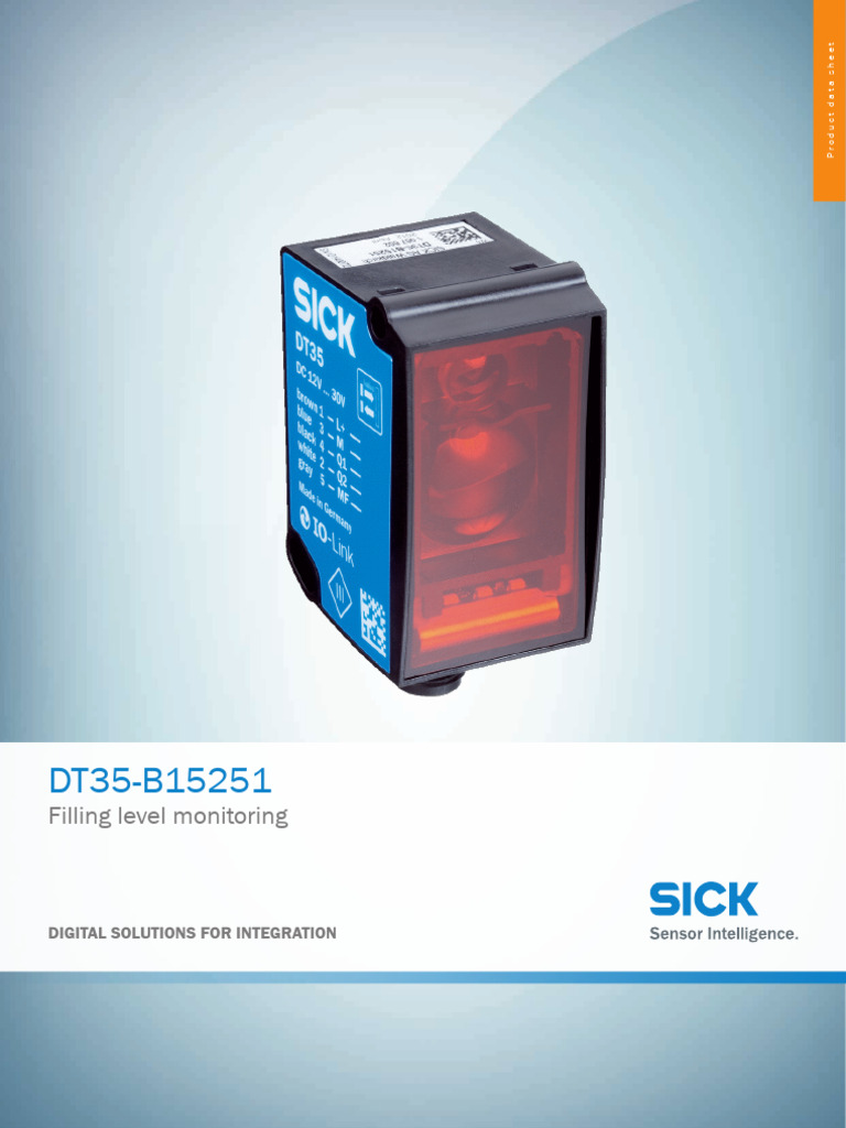 DT35-B15251 Filling Level Sensor Data | PDF | Laser | Hertz