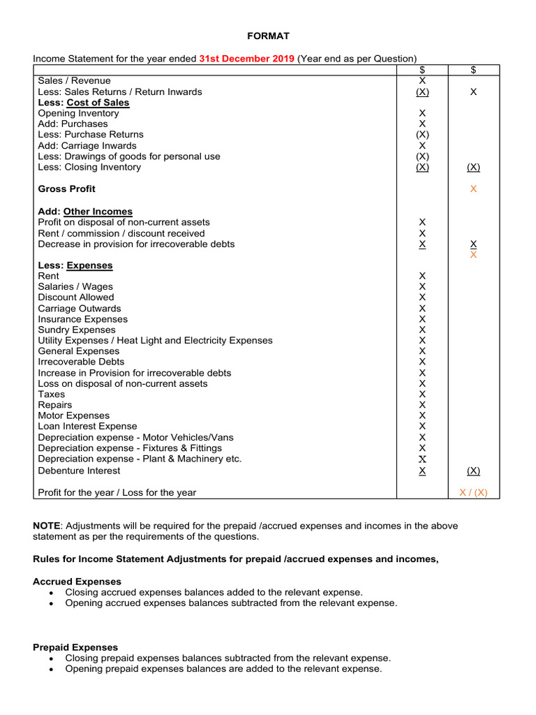2019 Income Statement Format Guide | PDF | Expense | Income