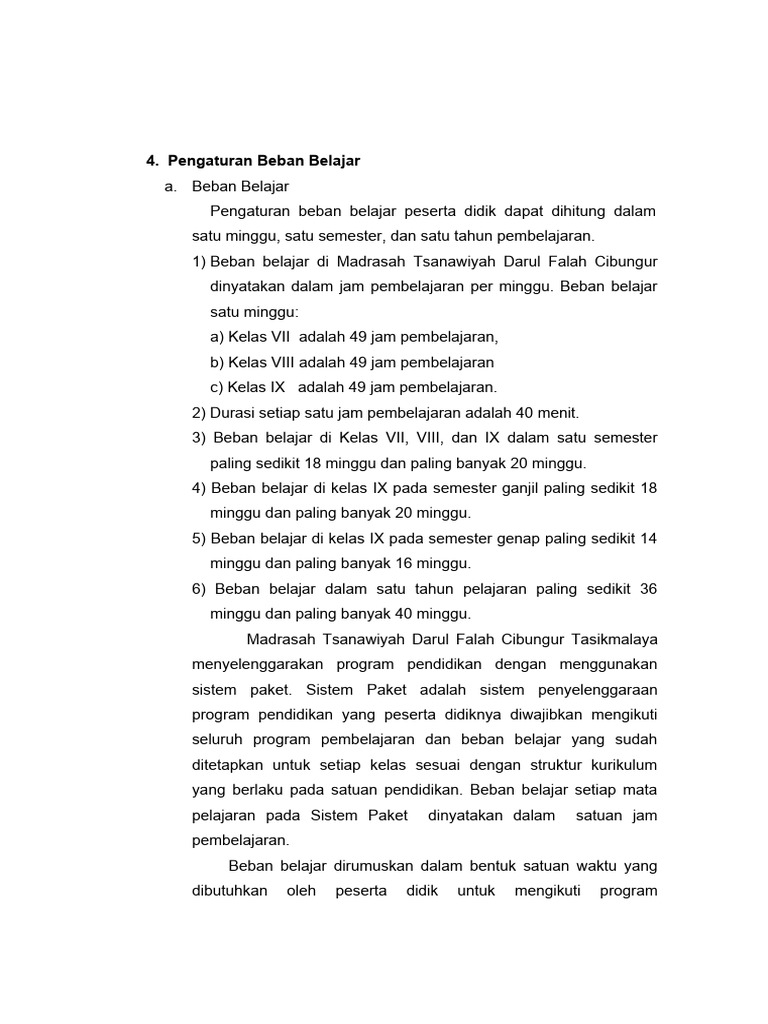 Pengaturan Beban Belajar | PDF