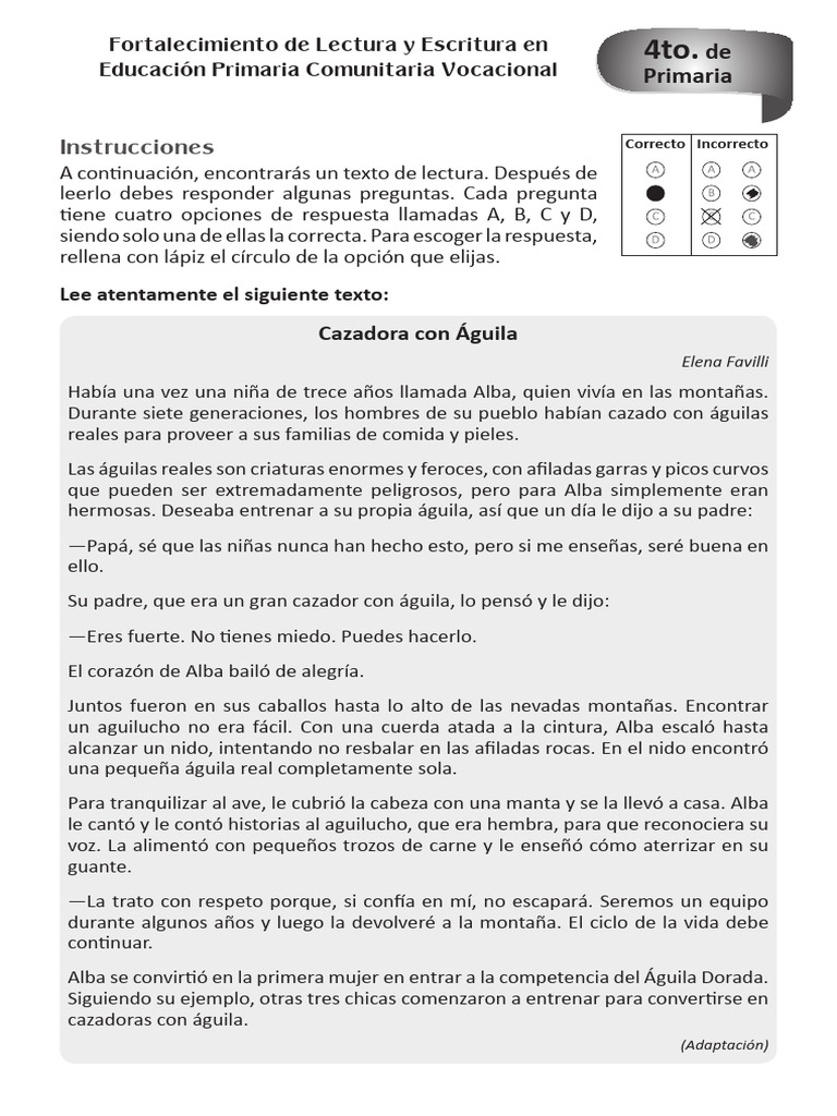 04 Instrumento Lectura-Escritura 4to Año | PDF