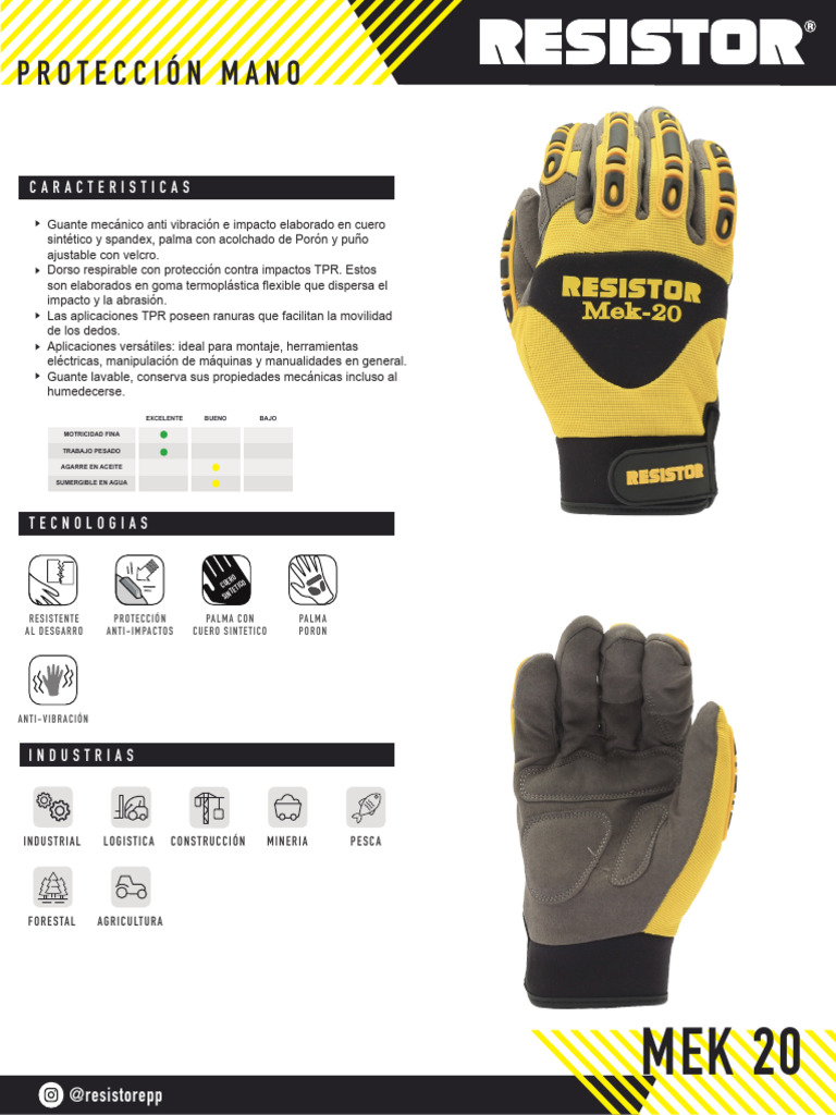Ficha Tecnica-Mek 20 Anti Vibracion Anti Impacto | PDF | Guante