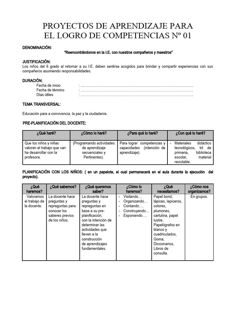 Proyectos de Aprendizaje para Sexto Grado | PDF | Maestros | Aprendizaje