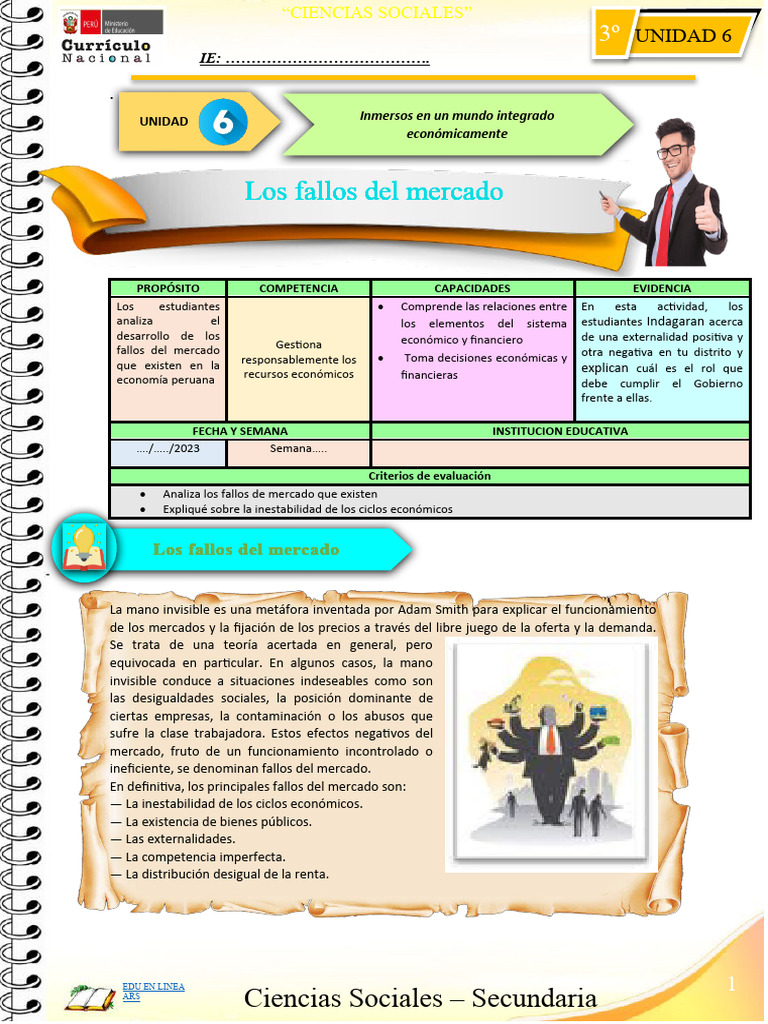 3º Ficha de Actividad CCSS - Semana 5 Uni 6 | PDF | Mercado (economía ...