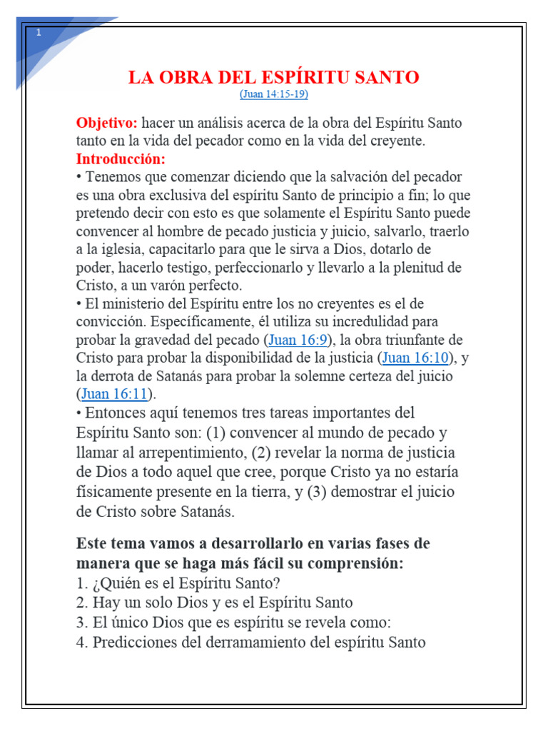 La obra del Espíritu Santo en el creyente | PDF | espíritu Santo | Pecado