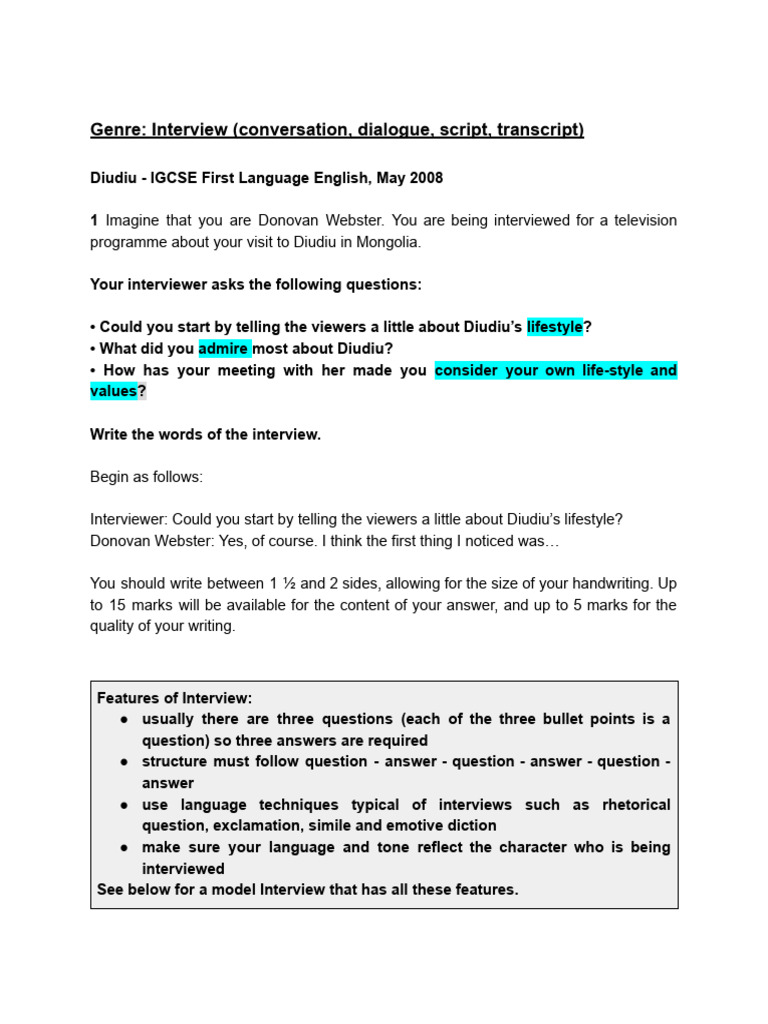 Interview Genre - Q1 Diudiu May 2008 | PDF | Human Communication