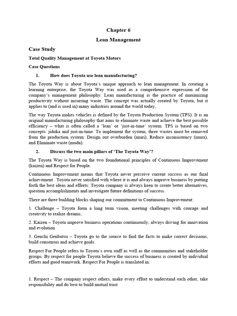 Lean Management Case Study: Toyota | PDF | Lean Manufacturing | Business