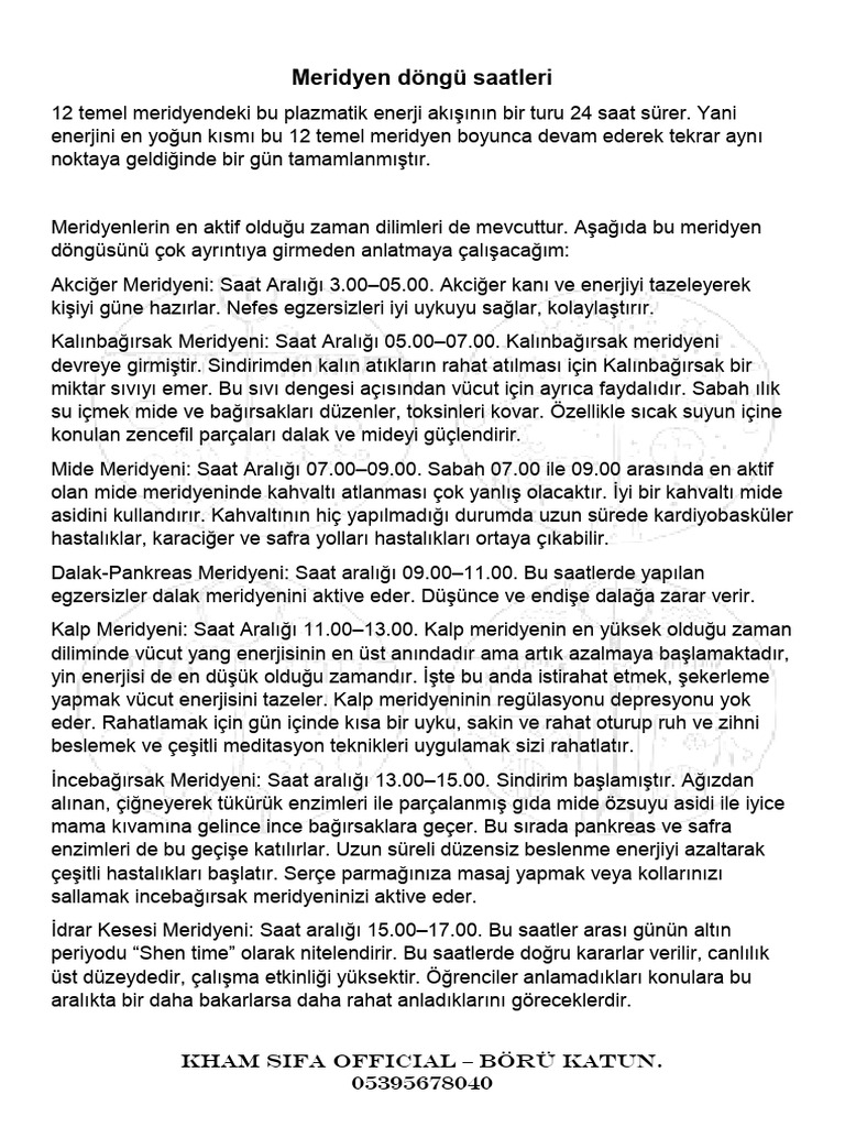 Meridyen Döngü Saatleri | PDF