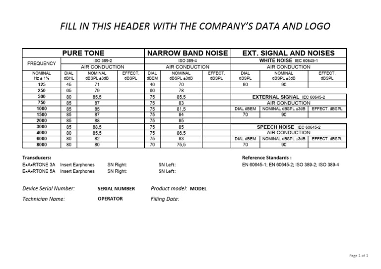 Er3a - 5a Calibration Sample | PDF | Headphones | Telecommunications
