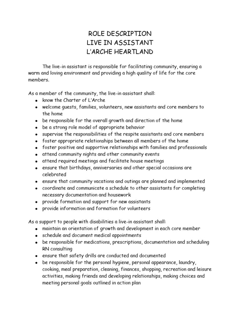 Role Live in Assistant | PDF | Career & Growth | Self-Improvement