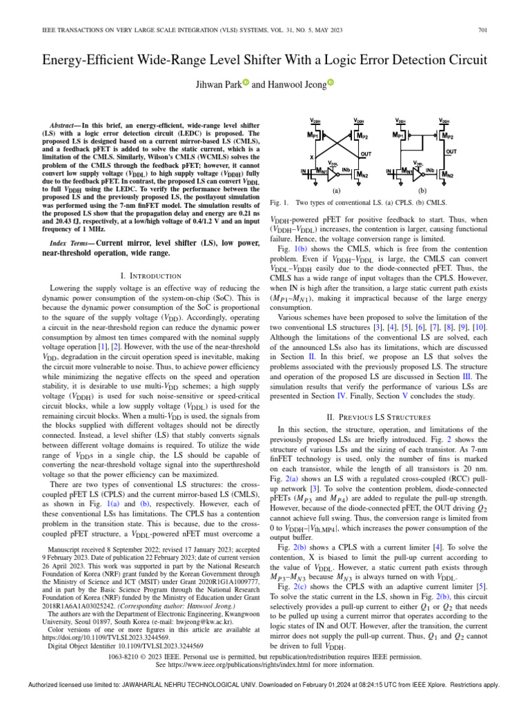 Energy-Efficient Wide-Range Level Shifter With A Logic Error Detection ...