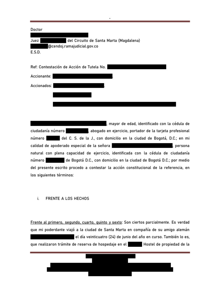 Contestación a Acción de Tutela 2022 | PDF | Debido al proceso | Juez