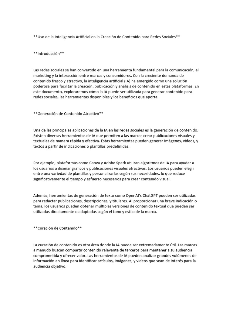 IA en Creación de Contenido para Redes Sociales | PDF | Inteligencia ...