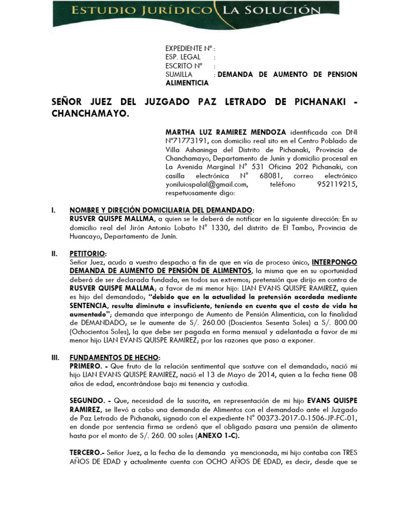 demanda-de-aumento-de-alimentos-2_compressed (1) | PDF | Pensión