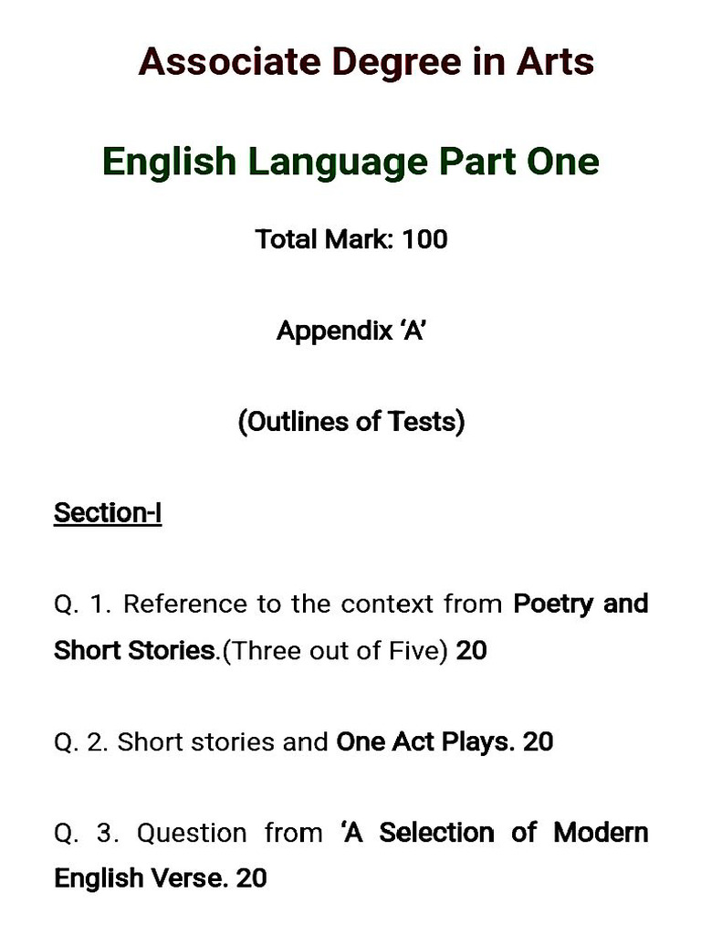BA English Course Outlines | PDF