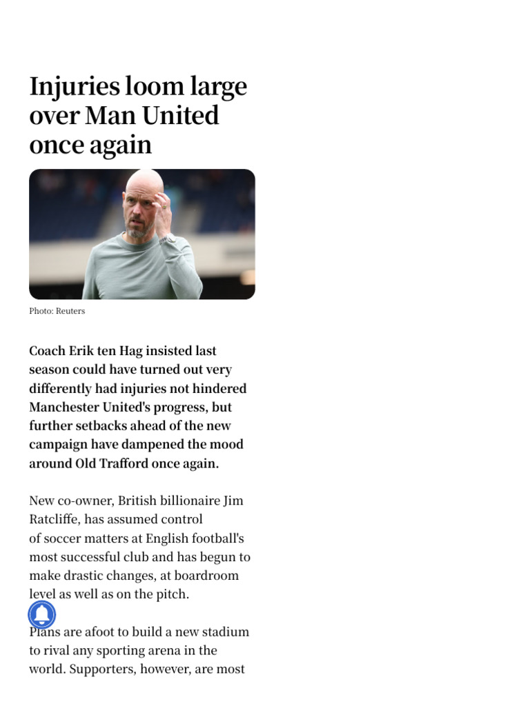 Injuries Loom Large Over Man United Once Again - The Daily Star | PDF ...