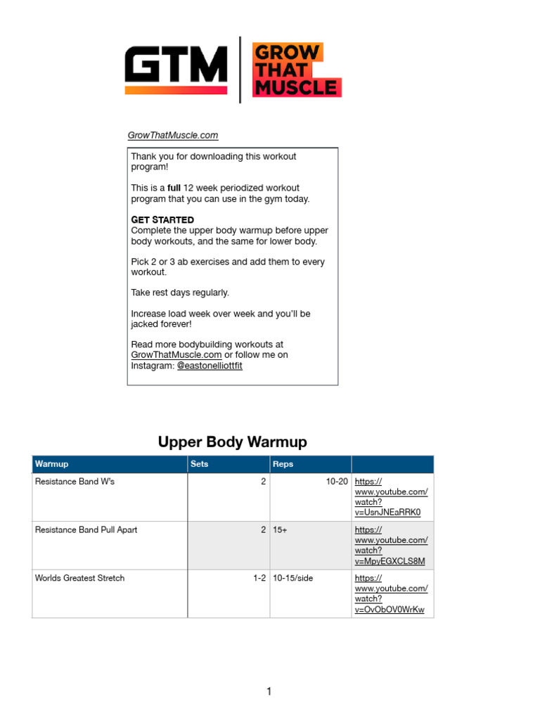 12-Week Bodybuilding Workout Plan | PDF | Kettlebell | Weight Training