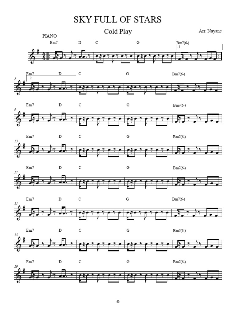 Sky Full Of Stars Completo Piano E Strings Pdf