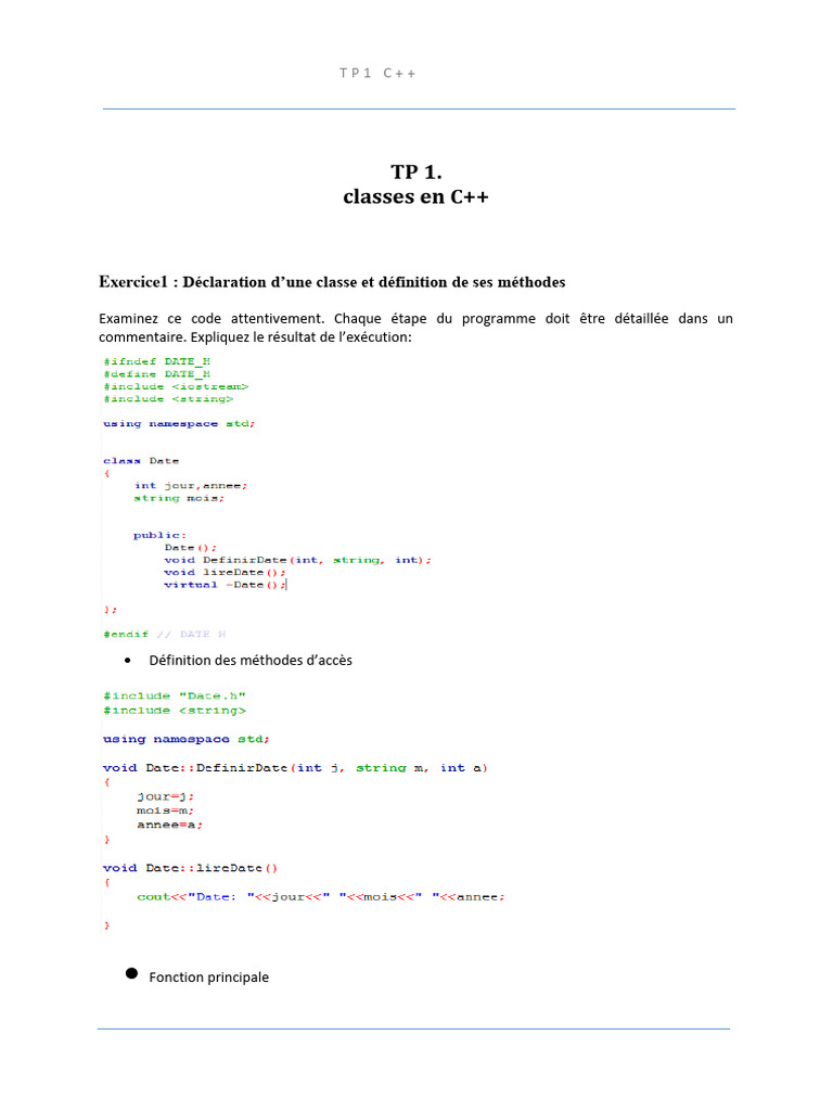 C++ : Création et gestion de classes | PDF | C