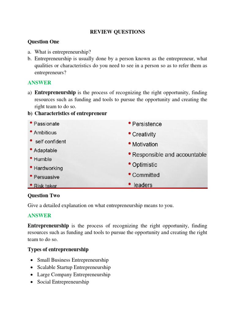 Entrepreneurship Review Guide | PDF | Entrepreneurship | Market ...