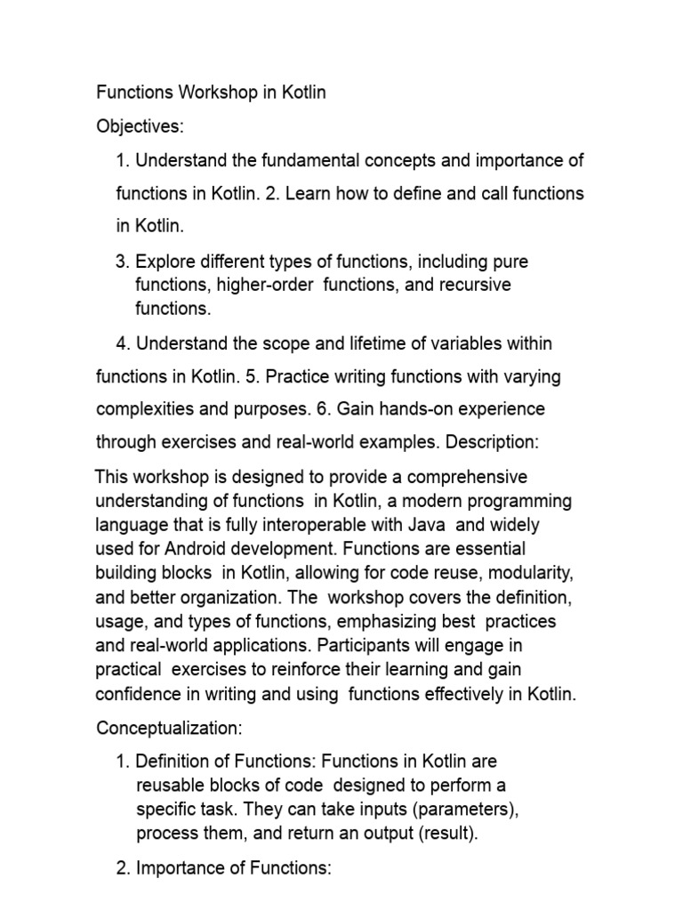 Functions workshop in kotlin pdf parameter computer programming