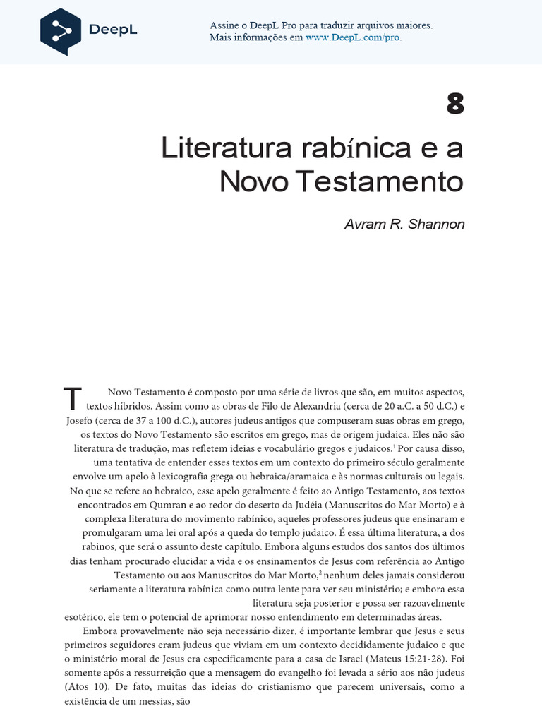 Literatura Rabínica e o Novo Testamento | PDF | Bíblia | Novo Testamento