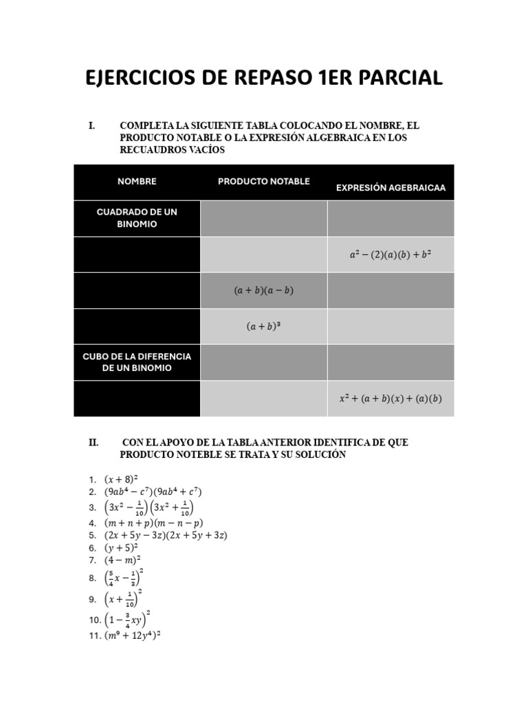 Ejercicios de Repaso 1er Parcial | PDF | Matemáticas