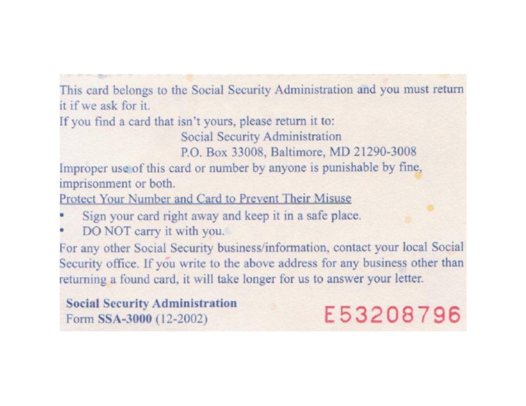 Back of SSN | PDF