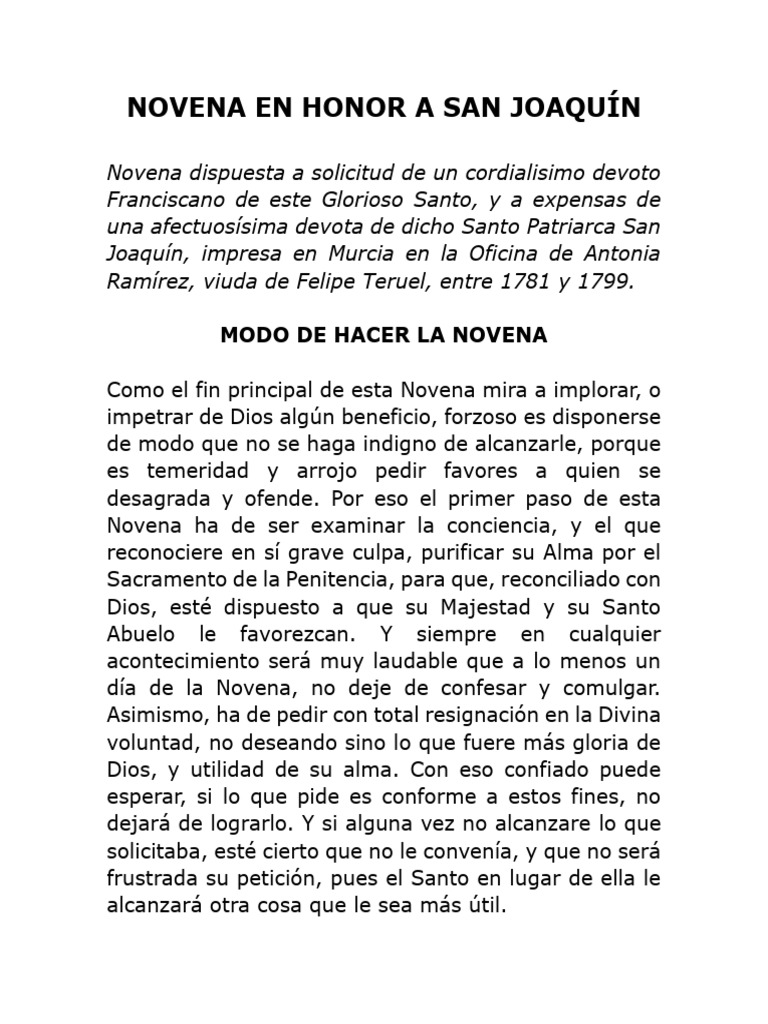 Novena a San Joaquín y Santa Ana | PDF | Oración | María, madre de Jesús