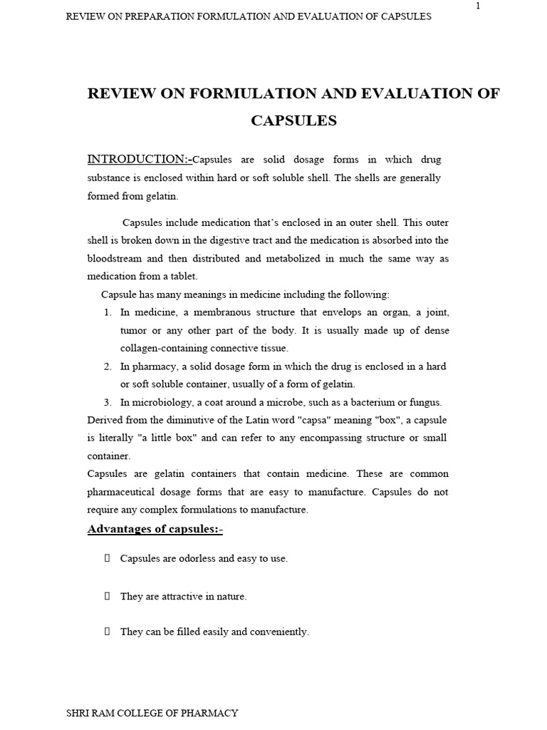 7th Sem Project | PDF | Pharmaceutical Formulation | Gelatin