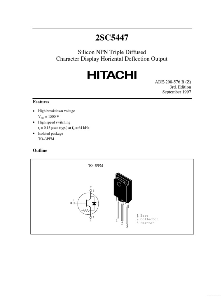 2SC5447 NPN Transistor Datasheet | PDF | Bipolar Junction Transistor ...