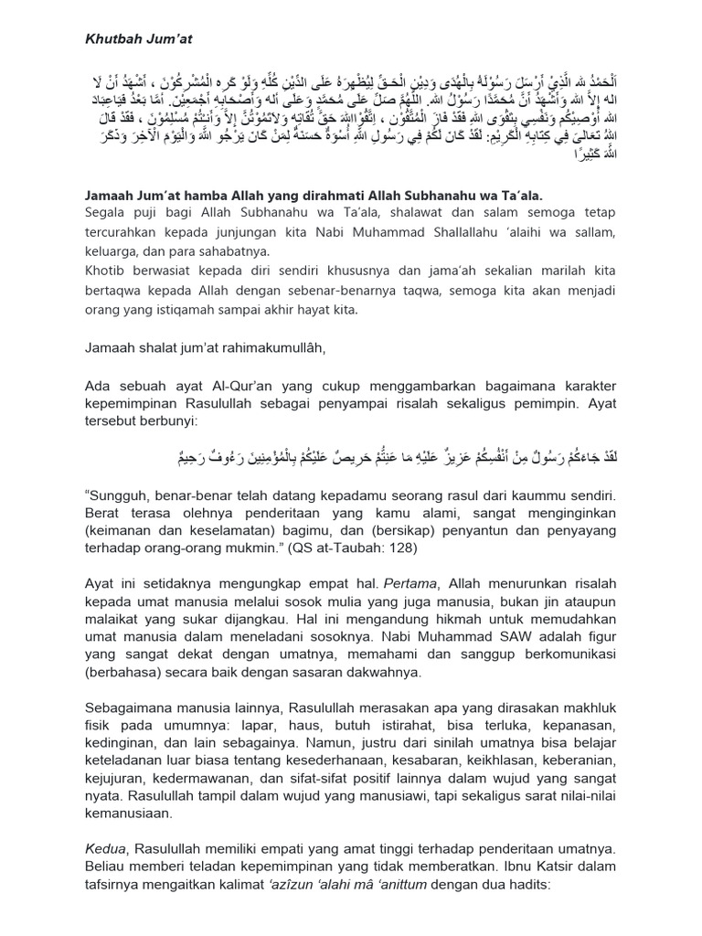 Karakter Kepemimpinan Rasulullah SAW | PDF