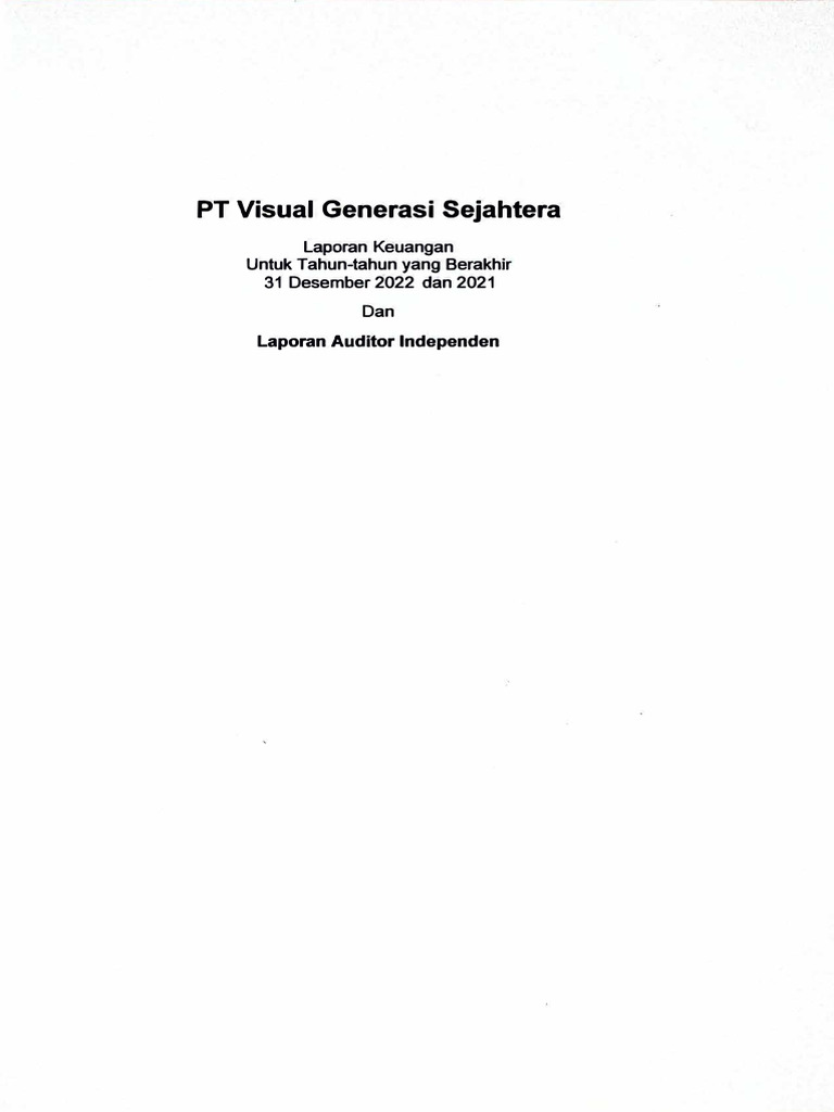Laporan Keuangan PT Visual Generasi 2022 | PDF | Bisnis | Pengelolaan ...