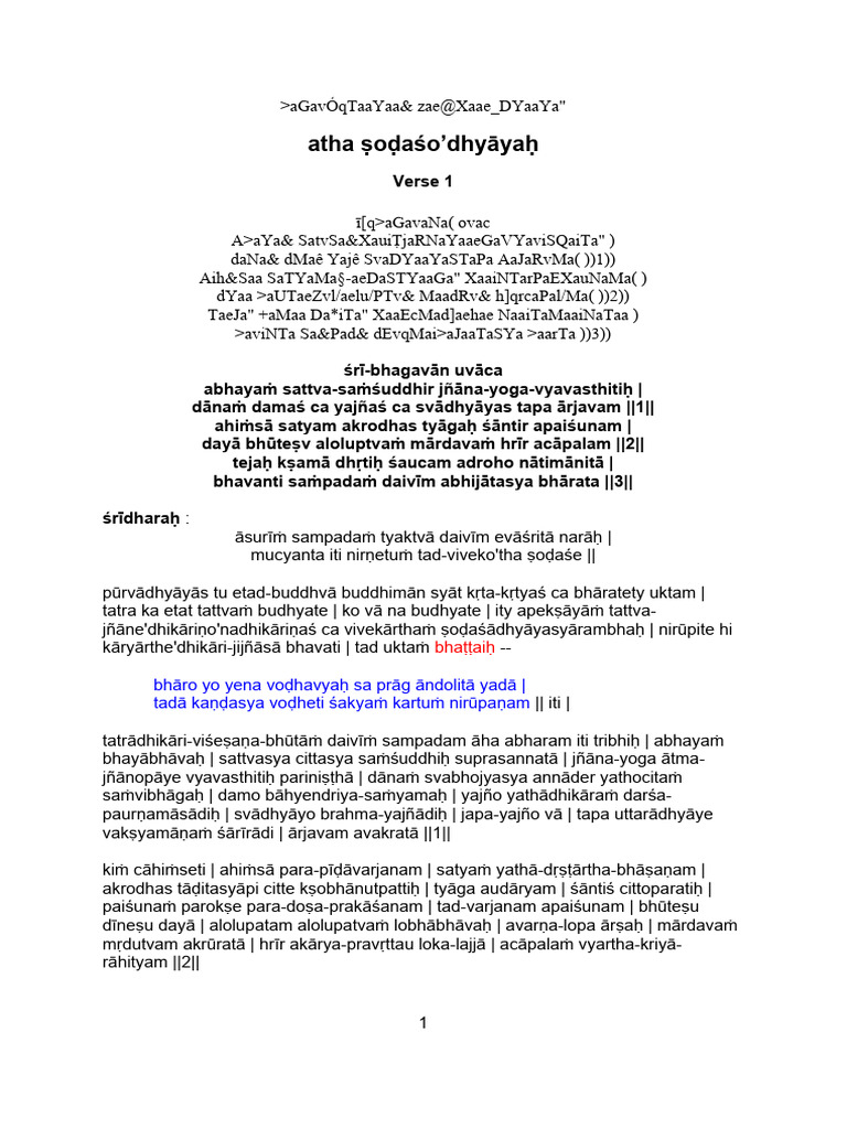 Bhagavad-Gita - Chapter 16 - 4 Commentaries | PDF