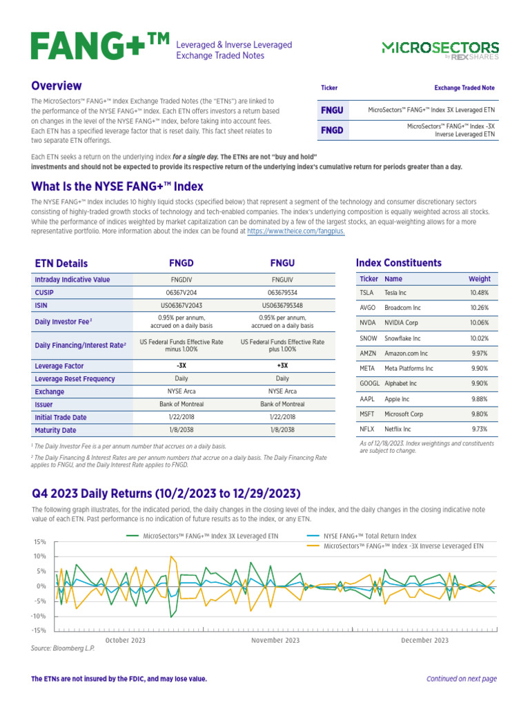 Fngu Factsheet PDF Stock Market Index Investing