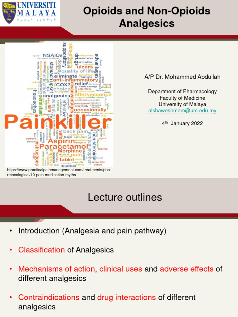 Opioids and Non Opioids Analgesics - DR Mohammed Abdullah | PDF ...
