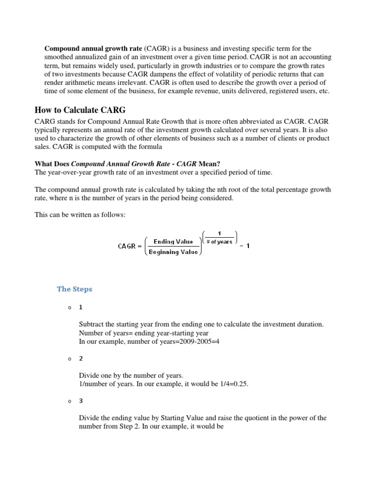 Understanding Compound Annual Growth Rate | PDF