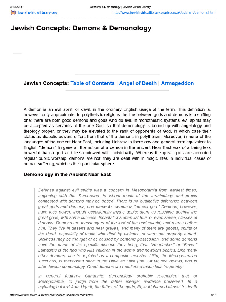 Demons Demonology Jewish Virtual Library Pdf Demons Lilith