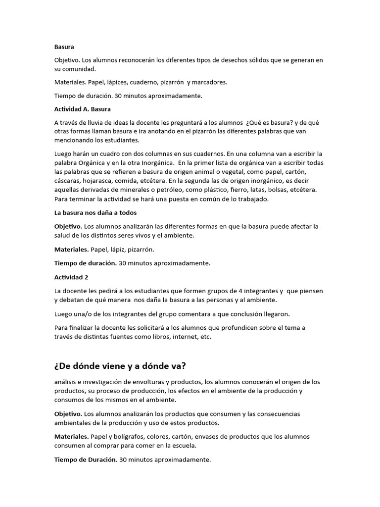 Tipos y Efectos de la Basura en la Comunidad | PDF | Residuos