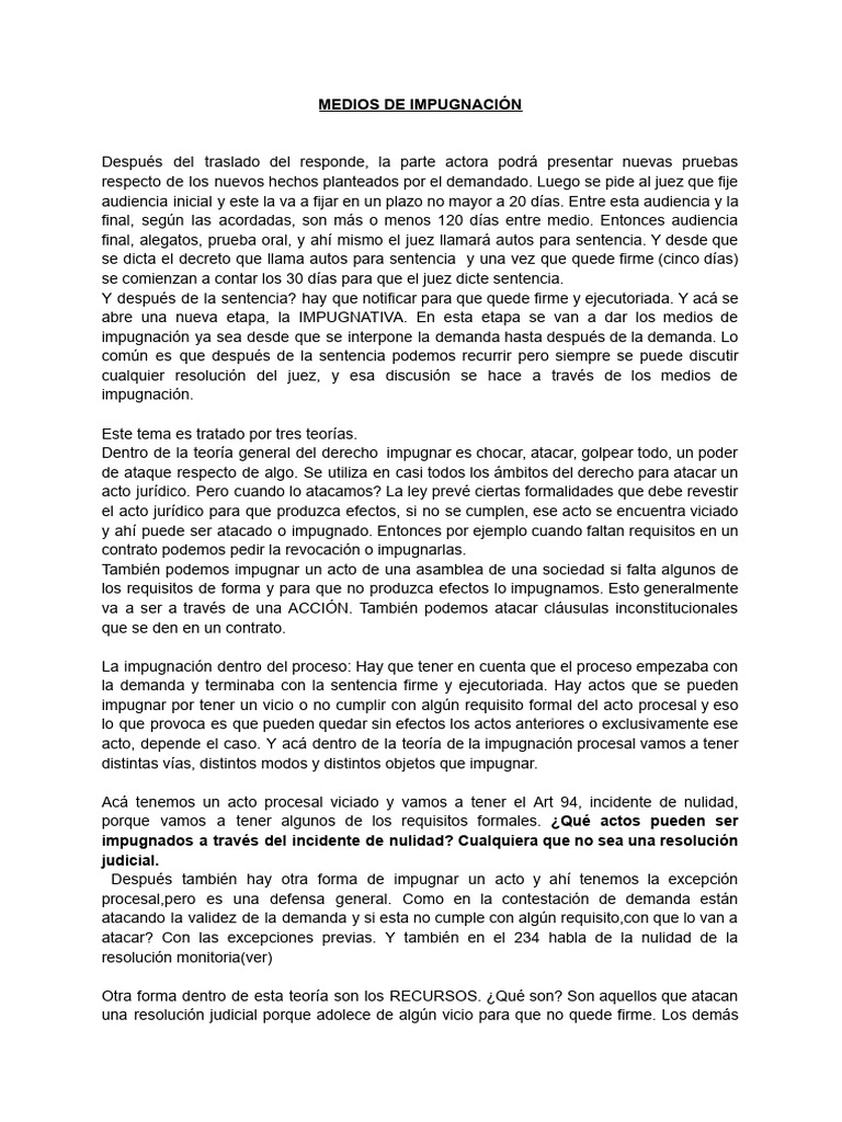 Medios de Impugnación en el Proceso Judicial | PDF | Caso de ley ...