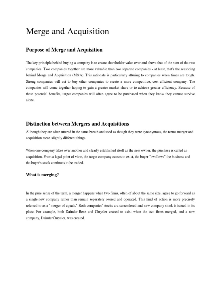 Understanding Mergers and Acquisitions | PDF | Mergers And Acquisitions ...
