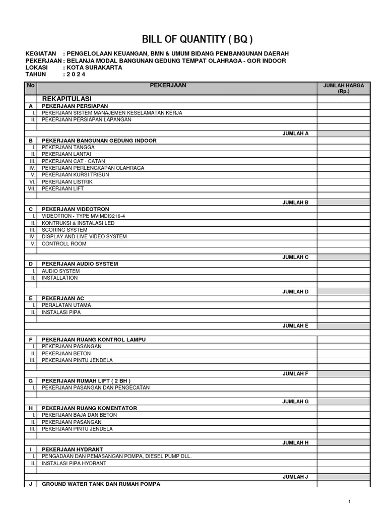 Rencana Pembangunan GOR Indoor Surakarta | PDF