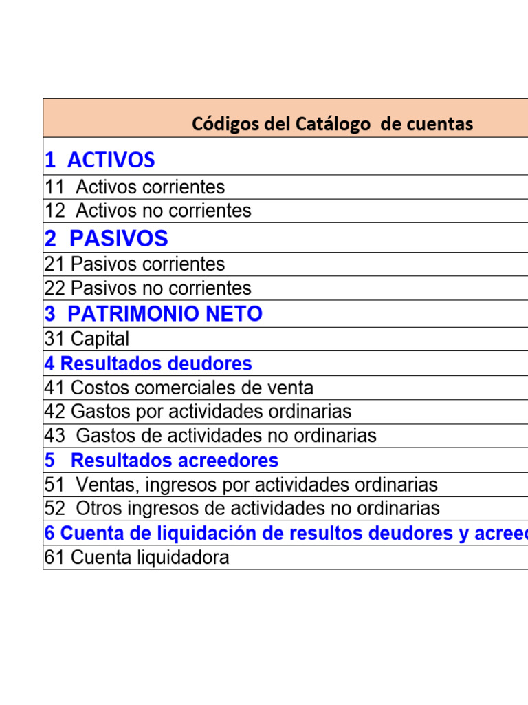 Catálogo de Cuentas Contables Detallado | PDF | Contabilidad | Dinero