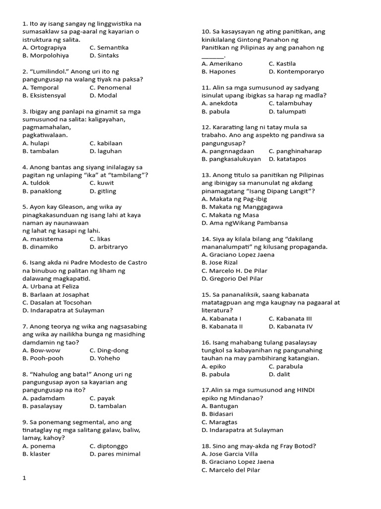 Filipino Part 1 | PDF