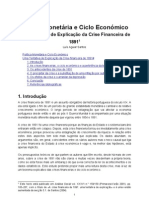 Política Monetária e Ciclo Económico: Uma Tentativa de Explicação Da Crise Financeira de 1891, Por Luís Aguiar Santos
