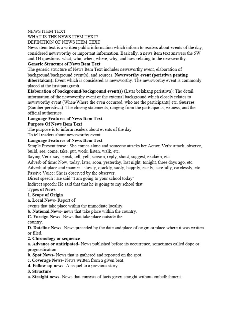 News Item Text | PDF | News | Syntax
