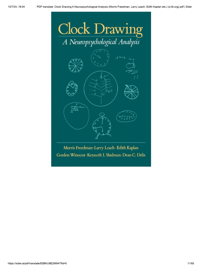 PDF Translate - Clock Drawing A Neuropsychological Analysis (Morris ...