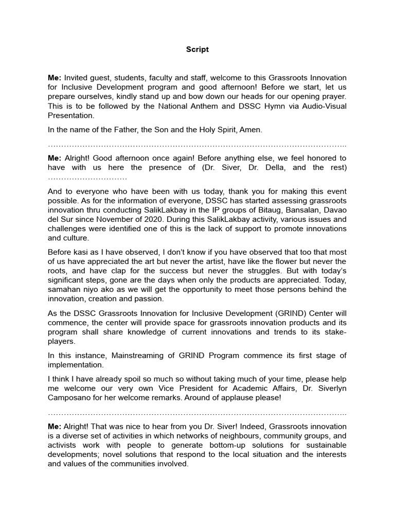 Program Script | PDF