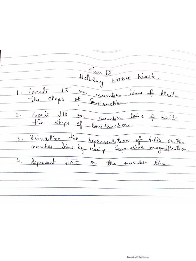 Class Ix Maths Holiday Homework Pdf