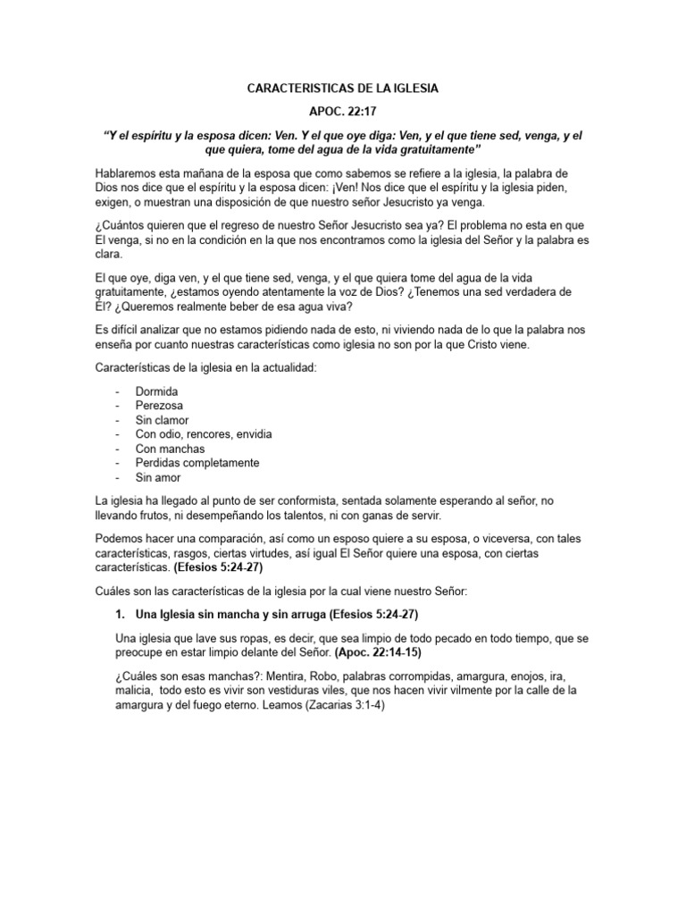 Características de la Iglesia Actual | PDF | Cristo (título) | Iglesia ...